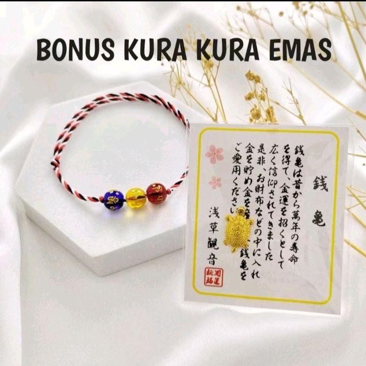 Gelang Tridatu Tiga Bola Tibet Eksotis + Bonus Kura-Kura Emas (Tolak Bala) Tali Merah Putih Hitam Pr