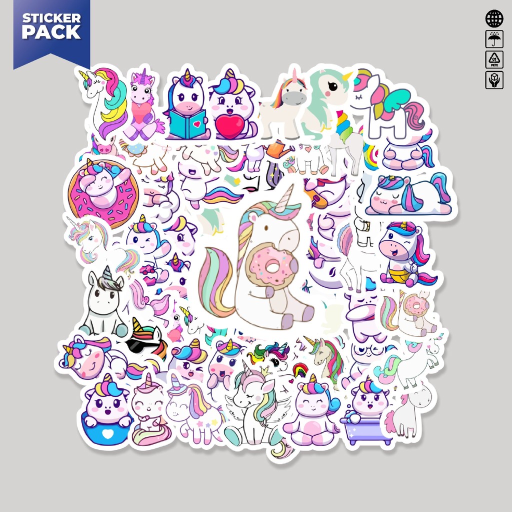 

[100PCS]Stiker Pack Stiker Kartun Hewan Unicorn Aesthetic Vinyl Anti Air Dekorasi Sticker Laptop Buku Journal Koper Helm Casing HP Gitar Helm Skateboard