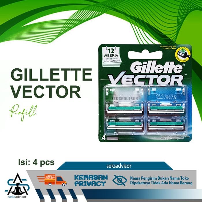 GILLETTE VECTOR REFILL PISAU CUKUR. Gilete Gillete Gilette - 4 pcs