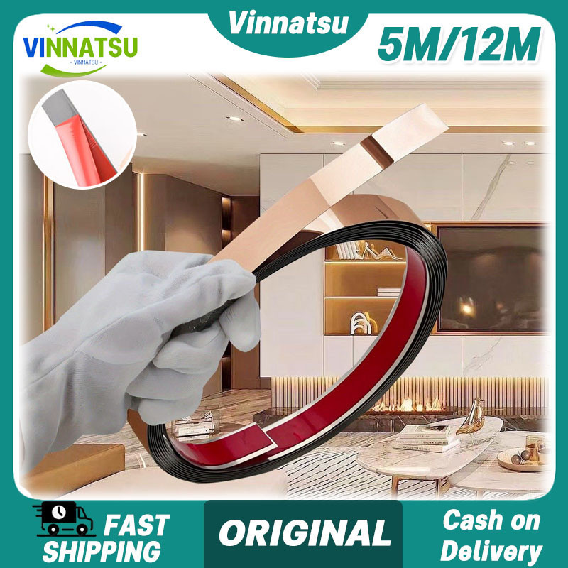 Vinnatsu 5M/12M List Plat Strip Mirror Gold 10K Mirror Stainless SS201 Steel/ List Plat Strip Mirror