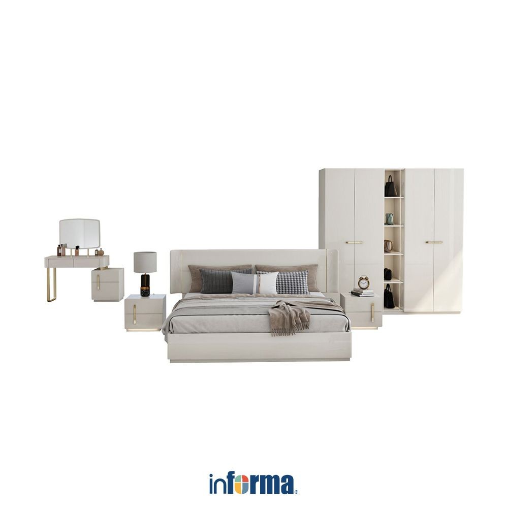 Informa 160X200 cm Chloe Set Kamar Tidur - Krem Set Bedroom Furniture Kamar Tidur Set Tempat Tidur L