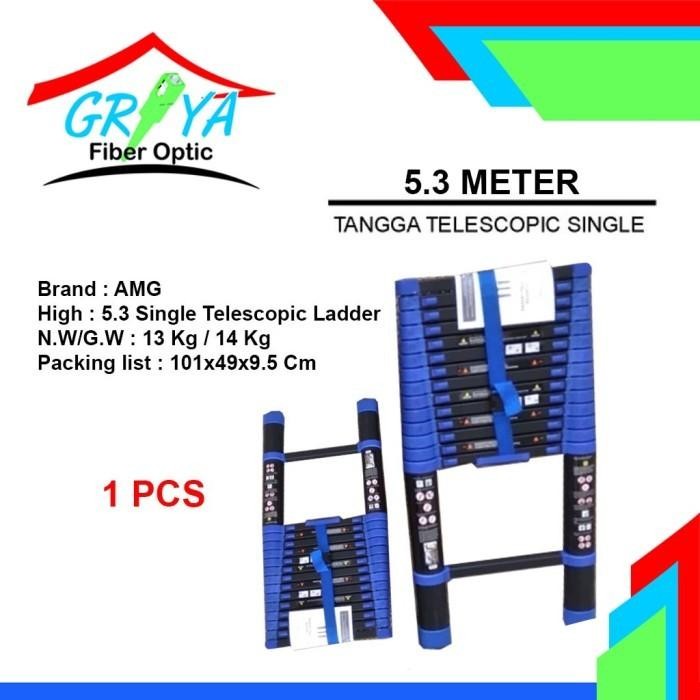 Tangga Teleskopik 5.3 Meter - Biru AMG / Tangga Lipat Teleskopik 5.3M