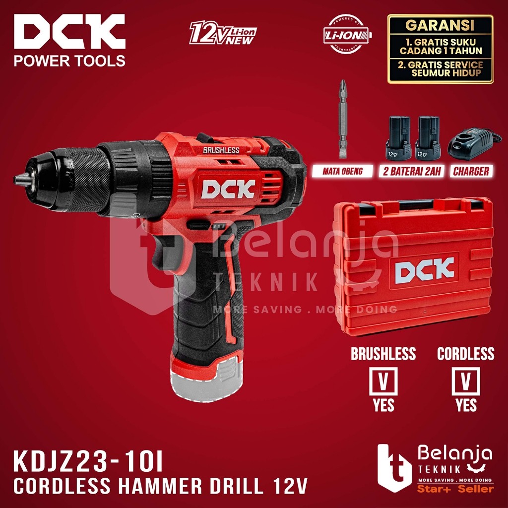 Mesin Bor Tembok Baterai DCK KDJZ23-10I Cordless Hammer Drill KDJZ 23 - 10 I