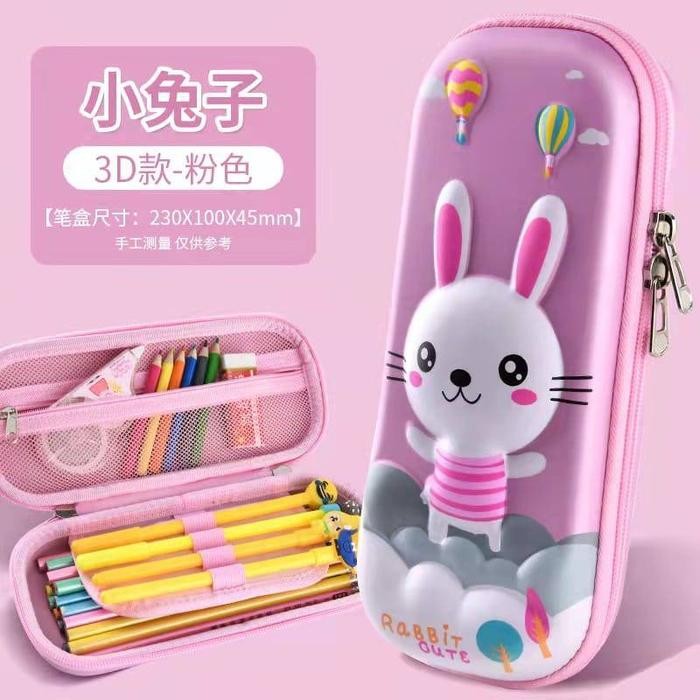 

[New Arrival] Tempat Pensil Kotak Pensil Anak Cewek 3D Timbul Waterproof EVA TEBAL - Rabbit