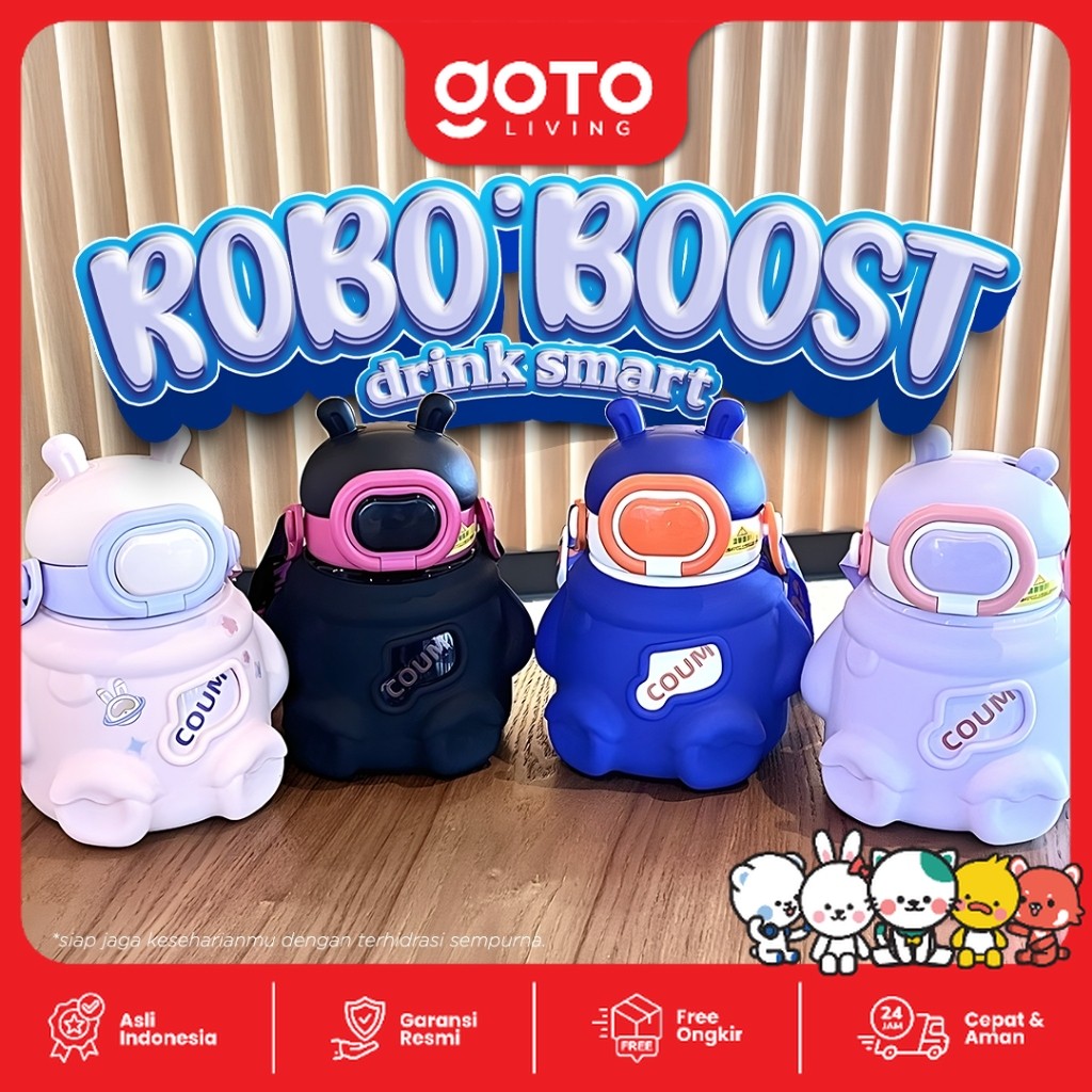 Goto Moppi Vacuum Bottle Botol Minum Anak Lucu Unik Stainless 580ML