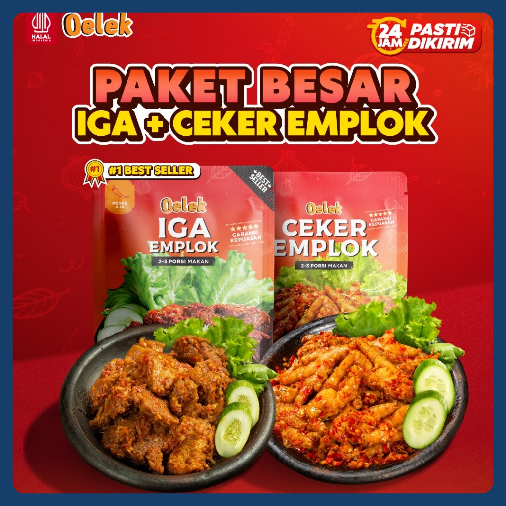 

Oelek Paket 2 Lauk Iga & Ceker Emplok Tanpa Tulang 200gr/ Ceker Mercon Pedas / Iga Emplok / Lauk Siap Saji / Makanan Instant Food / Lauk Sambal