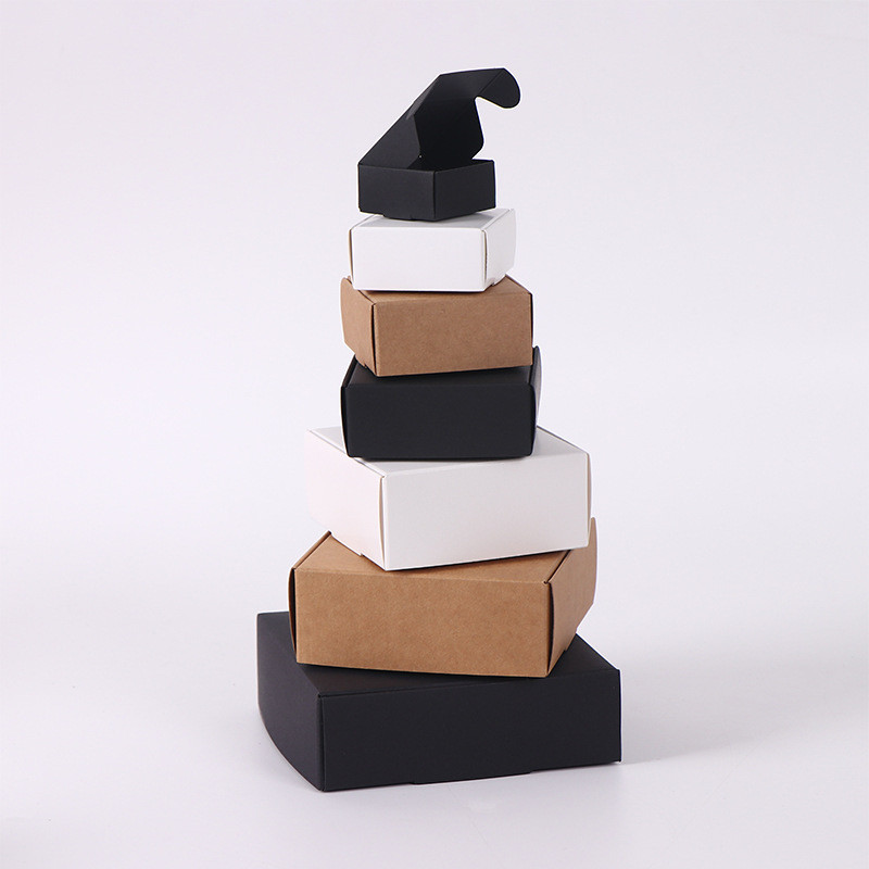 

100pcs small White Paper Cardboard Box for Packing DIY Kraft Packaging Boxes black paper Handmade Soap jewelry Gift Boxes