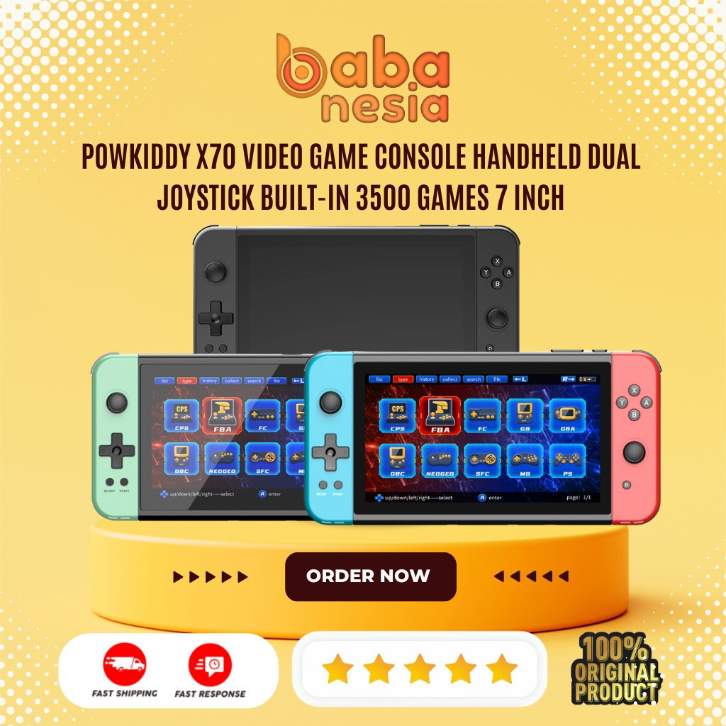 POWKIDDY X70 Video Game Console Handheld Dual Joystick Built-in 3500 Games 7 inch