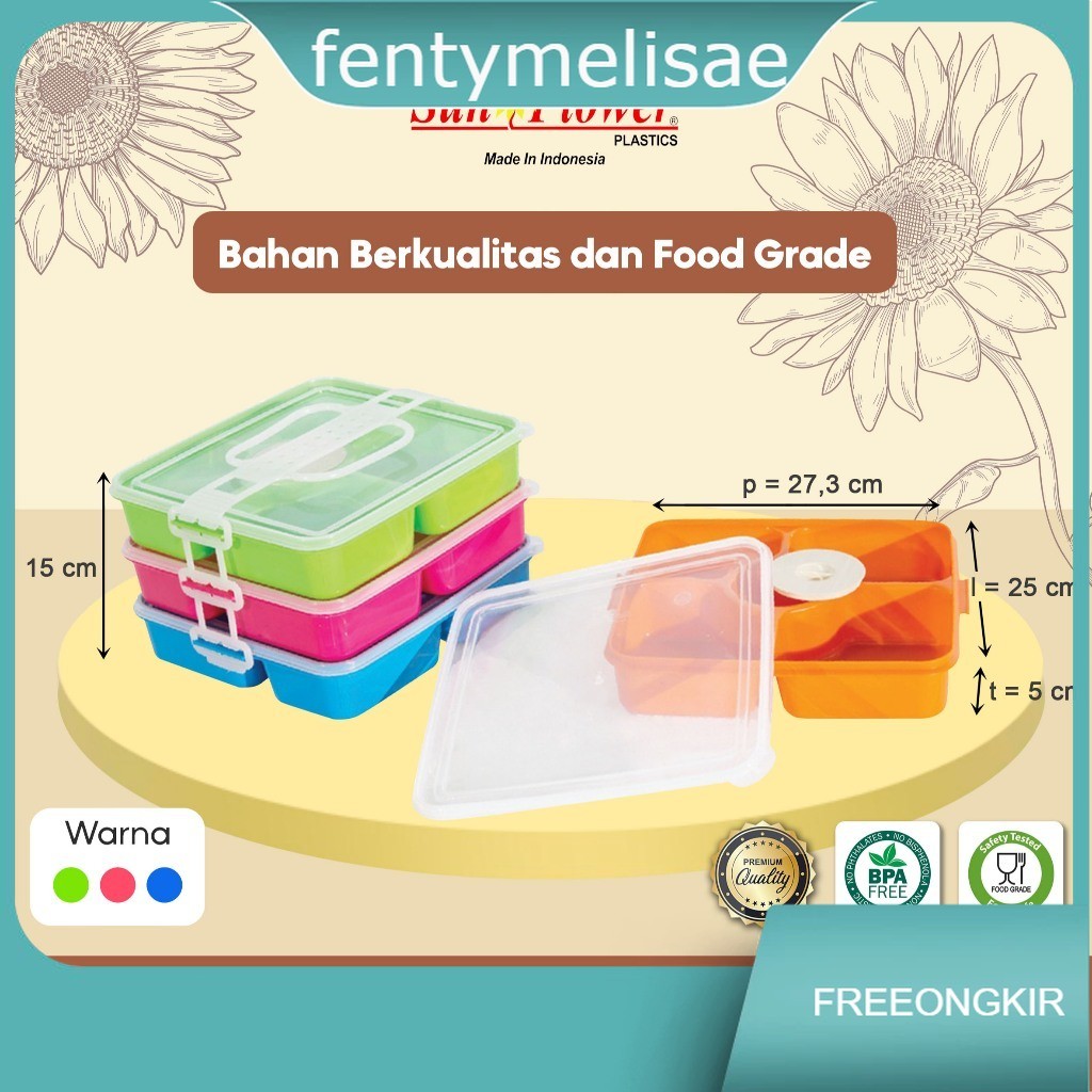 fentymelisae Rantang Bento Plastik / Rantang Segi Anak PLastik / Rantang Catering Plastik / Rantang 