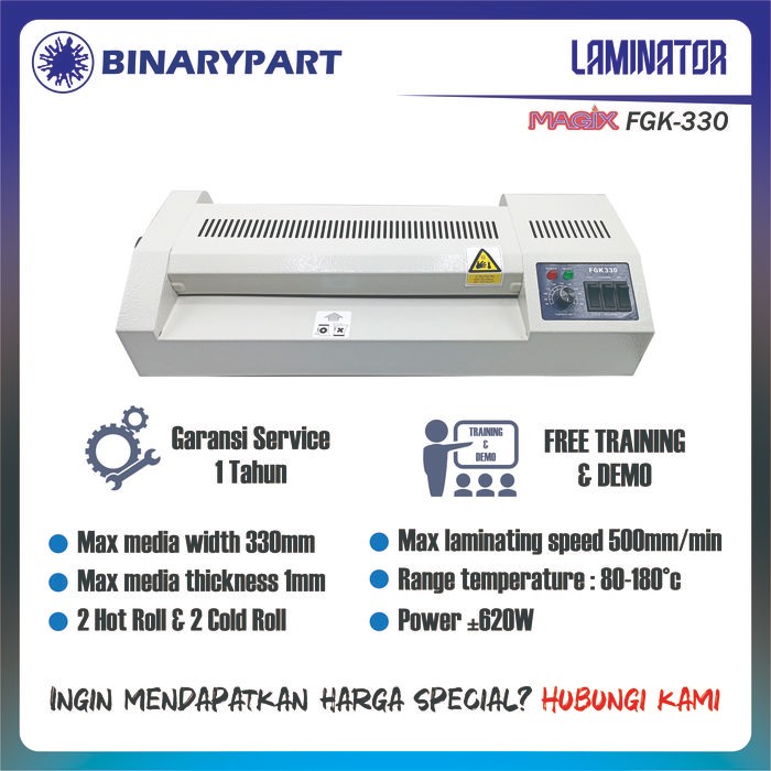 

Mesin Laminating A3 Untuk Laminating KTP, Dokumen, PVC ID Card, DLL Garansi 1 Tahun - MAGIX Laminator 330