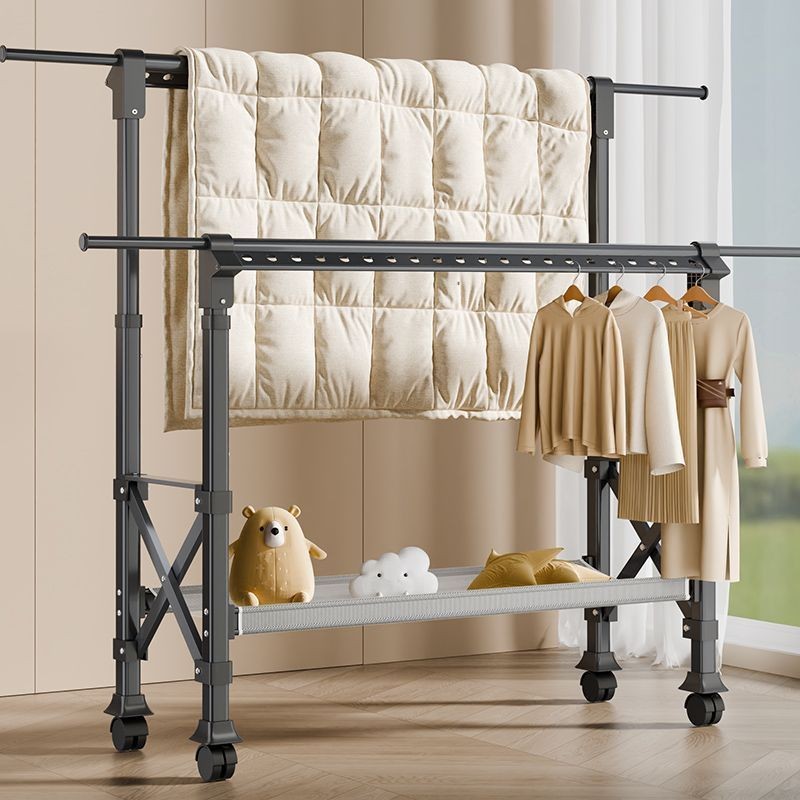 Jemuran Baju Lipat Aluminium Jemuran Baju Dengan roda Jemuran Baju Besi Kuat Besar