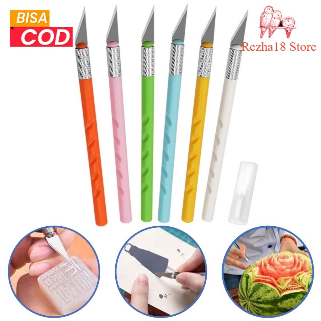 

R18 Pisau Ukir Seni Kerajinan Tangan Stainless Steel Alat Potong Kertas Sticker Buah Pahat Kayu