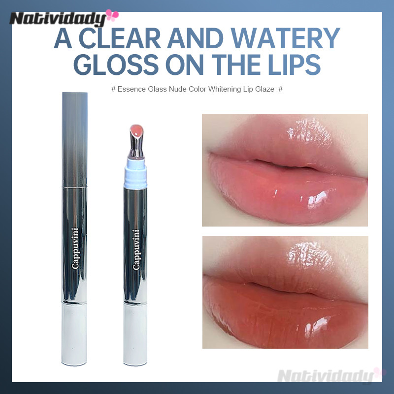 Ready❣ Pemutih  Kaca  Lip Glaze  Lip Gloss Wajah Bercermin  Warna Nude  Water Gloss  Essence