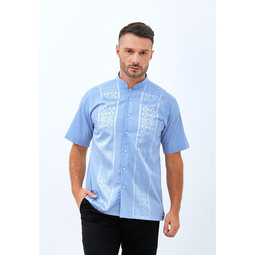 Alisan Koko Bordir Lengan Pendek Biru KBOKO00145BIRUSS - Biru, S