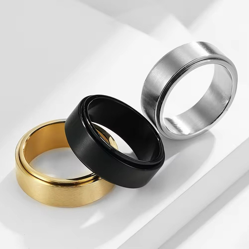 Cincin Titanium Hitam Polos Kualitas Super Anti Luntur Anti Karat / Cincin Pria Wanita Anak Couple T