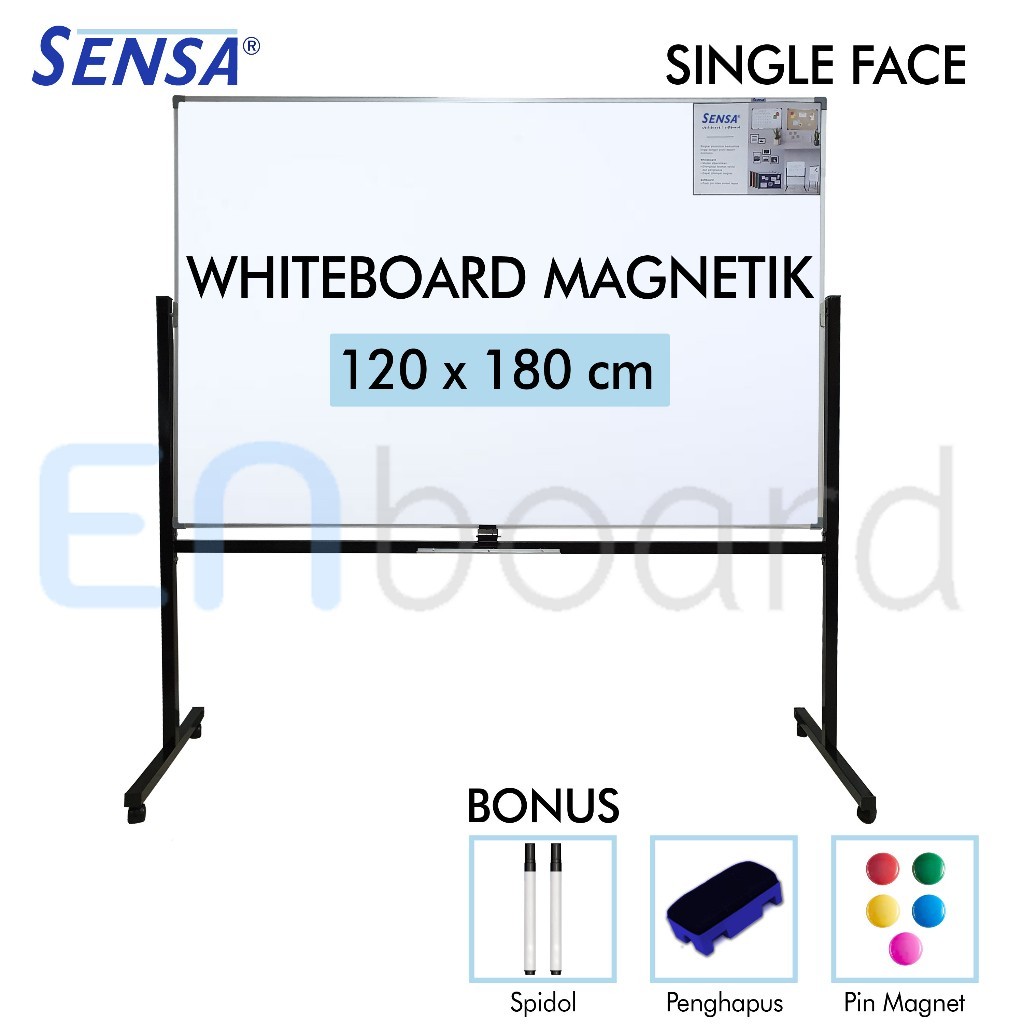 

Papan Tulis Whiteboard / White Board Standing Magnet Single Face Sensa 120 x 180 cm