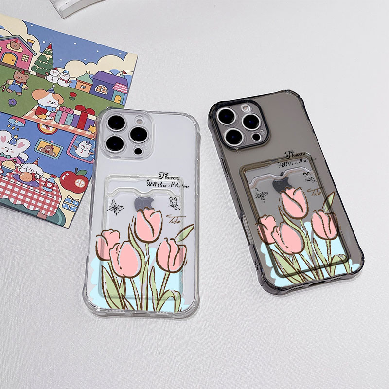 Motif Tulip Romantis Bening Clear Softcase ID ATM Slot Card Motif Protection Casing For Samsung Gala