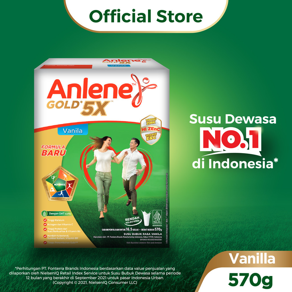 

Anlene Gold 5X Susu Bubuk Dewasa Vanila 570g - Nutrisi Tinggi Kalsium Untuk Tulang, Sendi, dan Otot