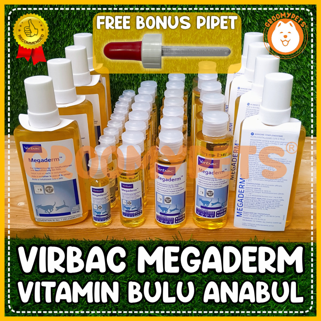 virbac megaderm - vitamin bulu kucing dan anjing - megaderm CO