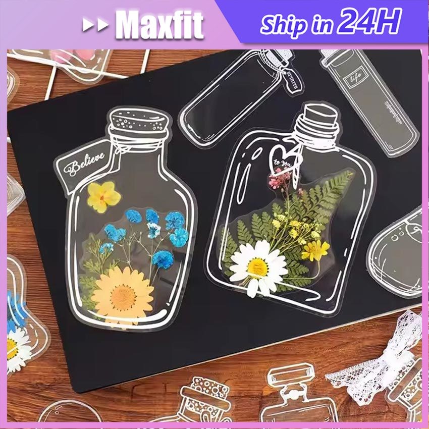 

20PCS/Set DIY Dried Flowers Bookmark Keyring Daun Flake Stickers Handmade Pembatas Buku Bunga Kering