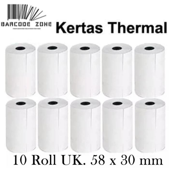 

r Z e KERTAS STRUK THERMAL 58x30mm - EDC / Kertas Printer Bluetooth Isi 10