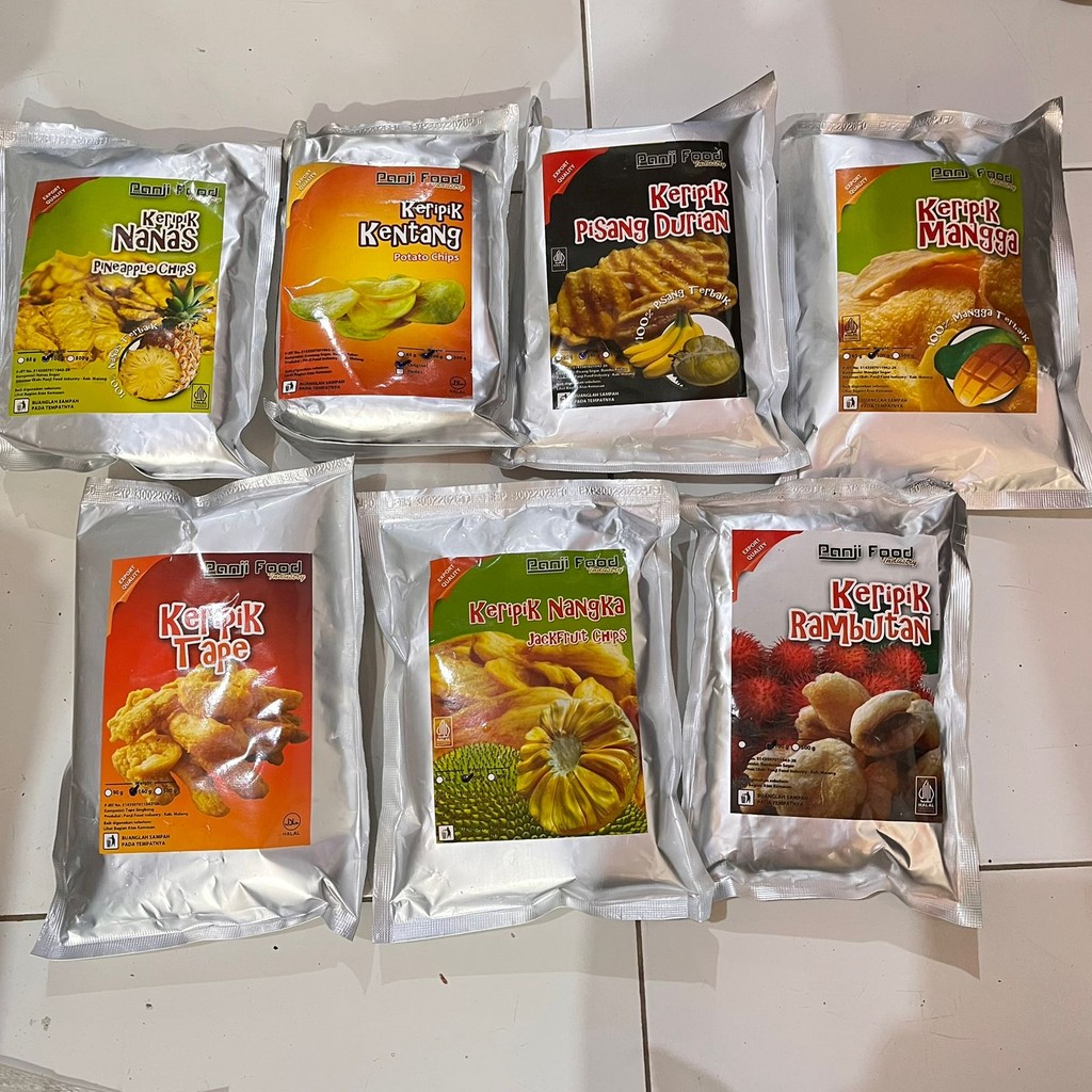 

Keripik Buah & Sayur Kemasan 100-140gr / Kripik Nangka Mangga Rambutan Nanas Pisang