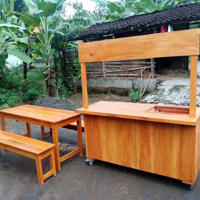 gerobak roti bakar dan satu set meja kursi kafe free ongkir