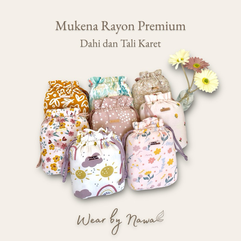 Nawa - Mukena Katun Rayon Premium Motif | Mukena Dewasa Dengan Karet Kepala Dengan Penutup Dagu
