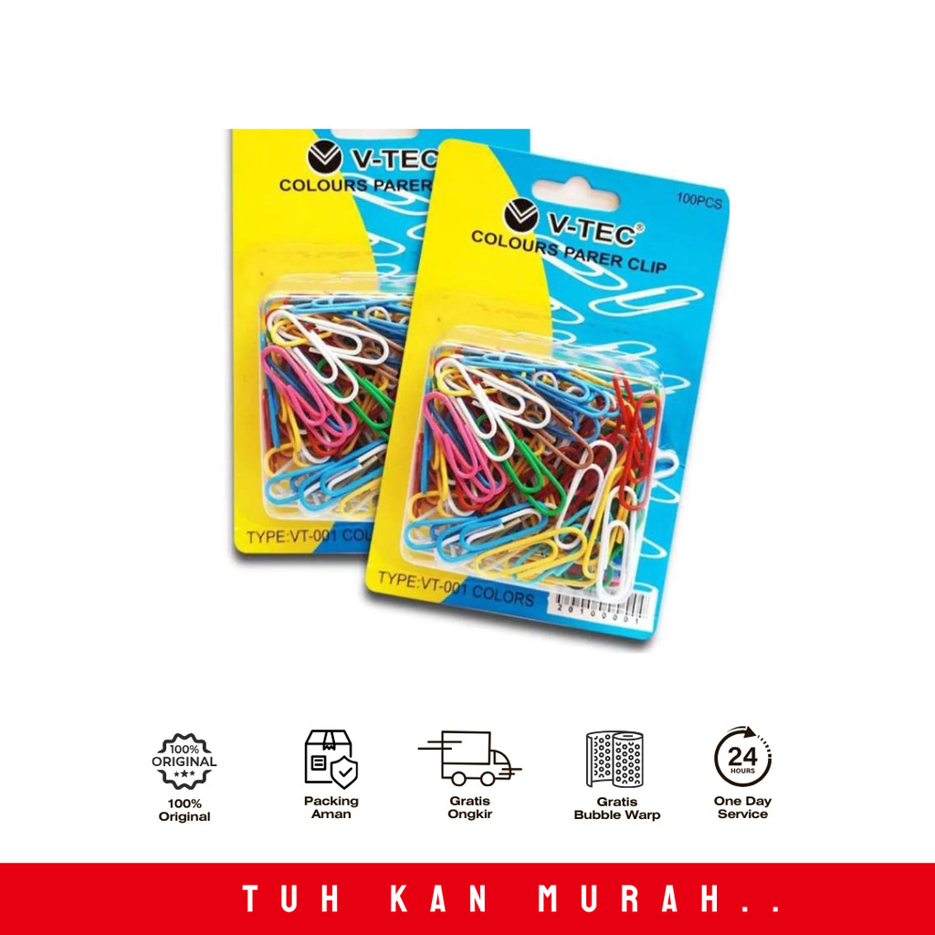 

V-TEC COLOURS PAPER CLIP VT-001 ISI 100 PCS