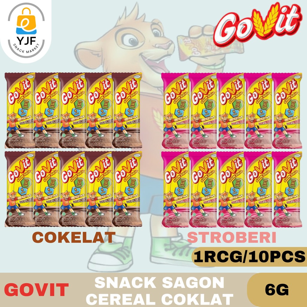 

Govit Sereal Sagon 6g - 1 RCG/10 PCS / Rasa Coklat / Rasa Strawberry / Snack / Cemilan / Sereal Bubuk