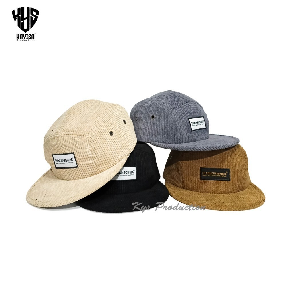 Topi Lima Panel Pria Wanita Cap Bordir Woven Original Distro Bahan Corduroy Topi 5 Panel Unisex COD