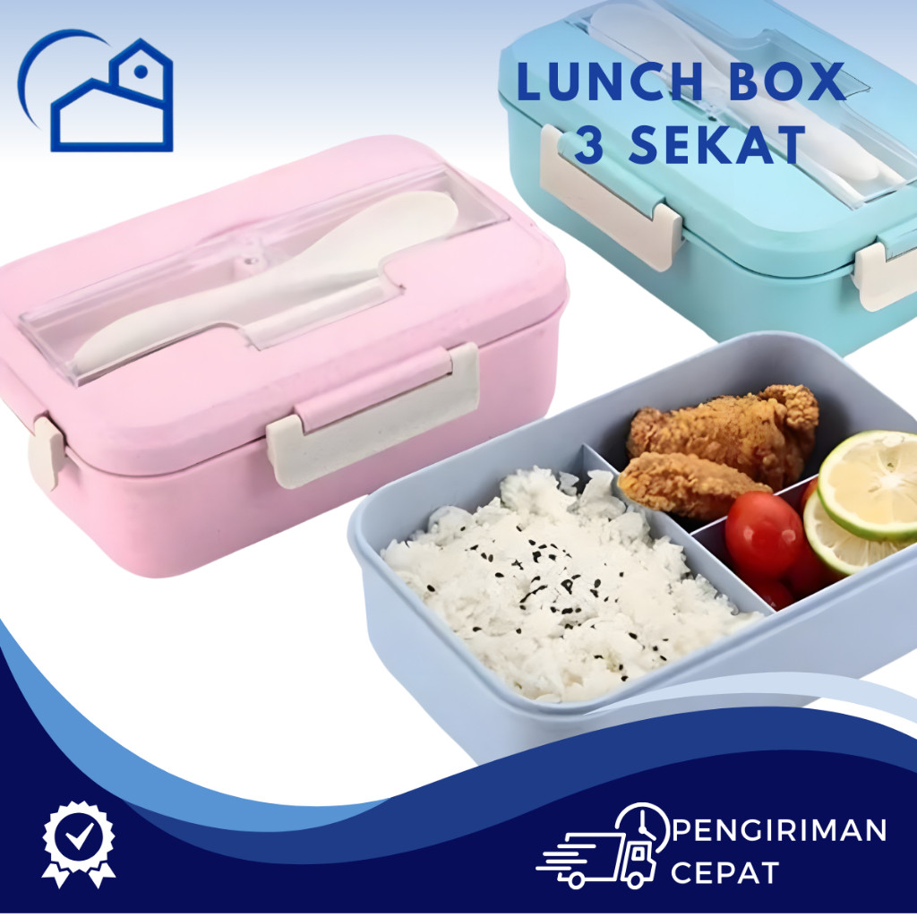 Lunch Box Set Kotak Makan Bekal 1L Free sendok garpu set 31003 NO BOX