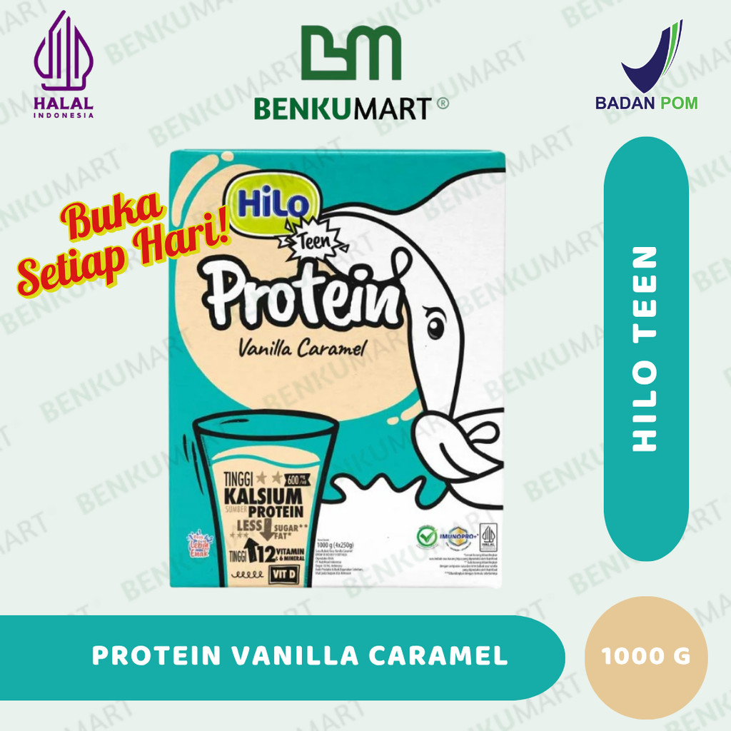 

HiLo Teen Vanilla Caramel 1000g - Susu Tinggi Kalsium Protein Lebih Rendah Gula untuk Remaja 1 Kg