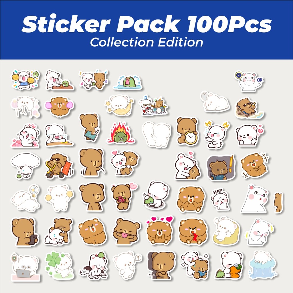 

Hot Sticker Kartun Beruang Lucu Anti Air Stikers Berperekat Waterproof Sticker Decal Buat Motor Helm Buku Journal Koper Casing HP Laptop Botol Minum