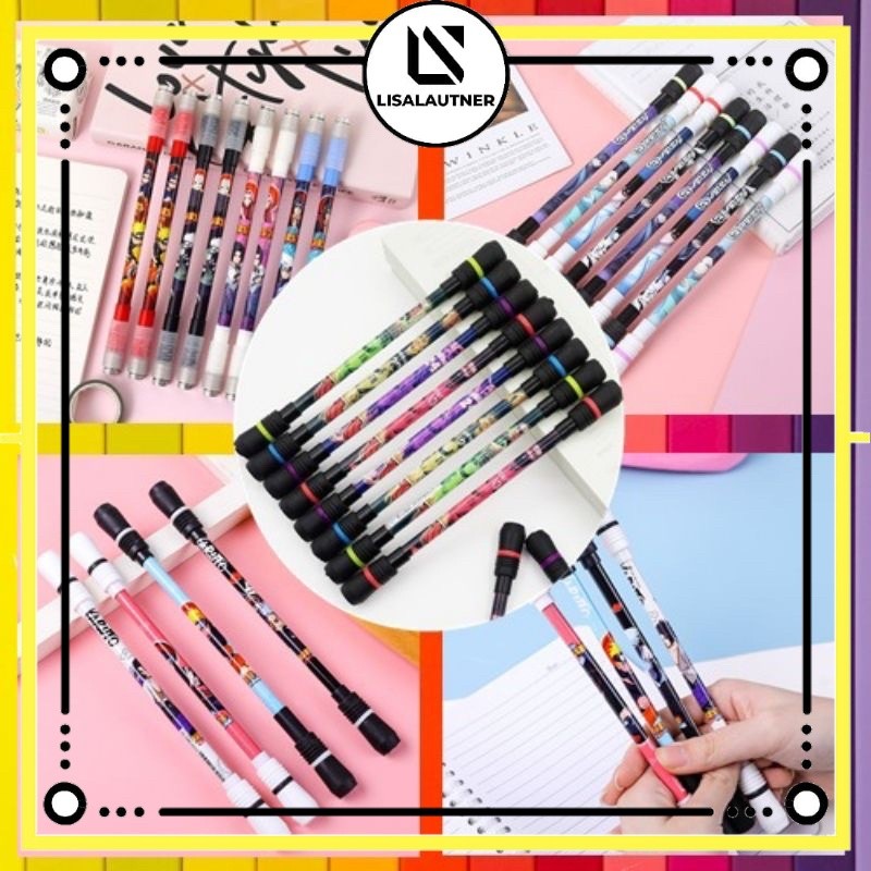 

pulpen spiner polpoin sekolah anak karakter / pulpen spiner putar / pen sekolah hitam KD - 9484