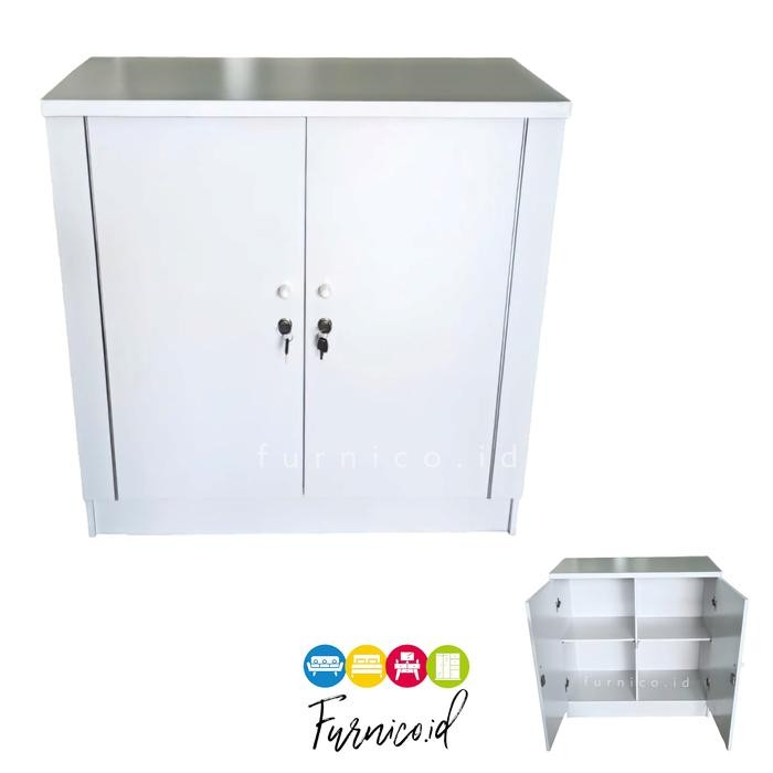 lemari dapur rak bawah serbaguna KAYU white putih 2 pintu MURAH - all white KUNCI