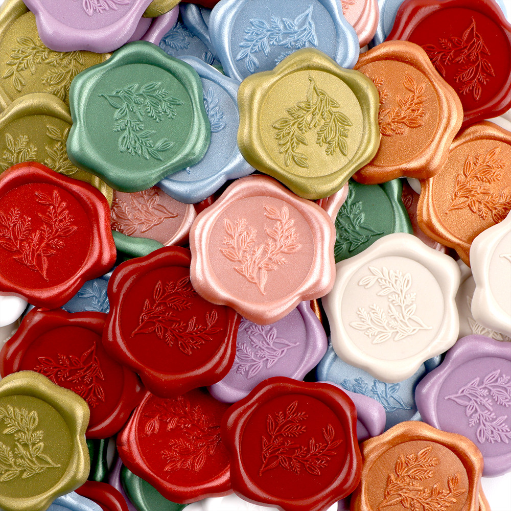 

20pcs Eucalyptus Wedding Invitation Envelope Seal Stickers, 10 colors Wax Seal Stickers Self-Adhesive Olive Stickers
