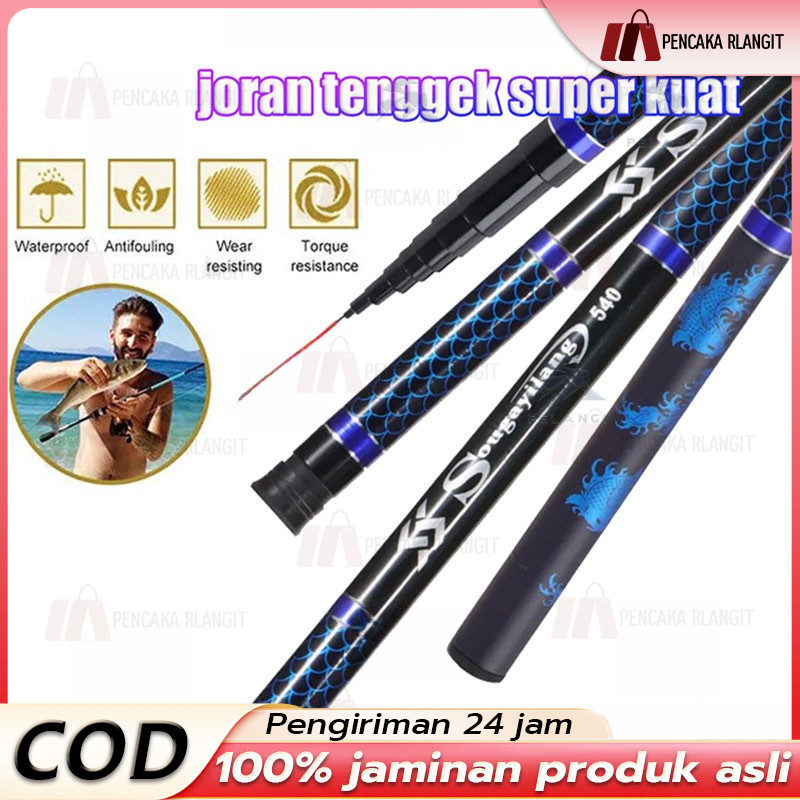 2.7m 3.6m 4.5m 5.4m 6.3m 7.2m Joran Tegek Fishing Rod Carbon Tegek Panjang Fishing Pole Fishing Floa