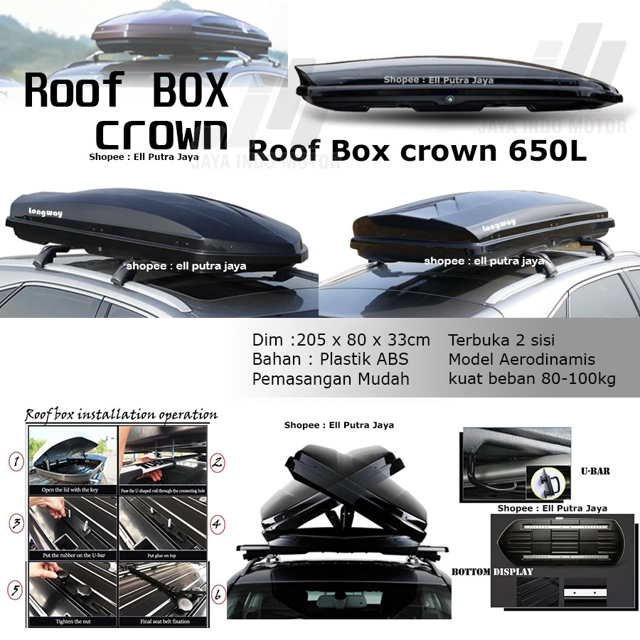Roof Box Roofbox Bagasi Atas Mobil Glossy Slim