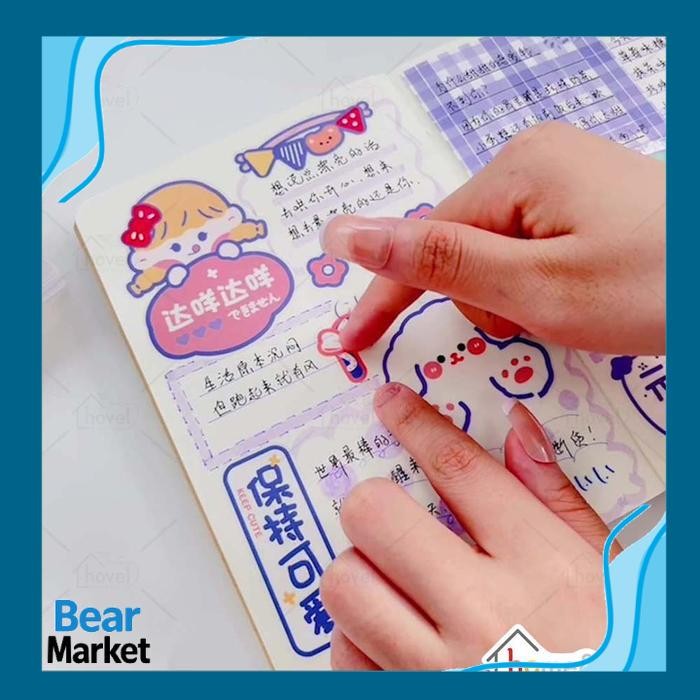 

BEAR Sticker Lucu Cartoon Book Decoration Motif Kelinci Cute Bear