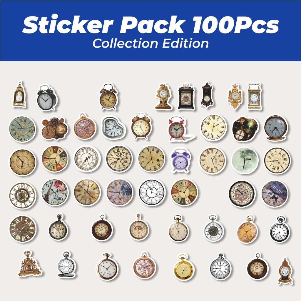 

Hot Sticker Jam Vintage Sticker Lucu Anti Air Stikers Berperekat Waterproof Sticker Decal Buat Motor Helm Buku Journal Koper Casing HP Laptop Botol Minum