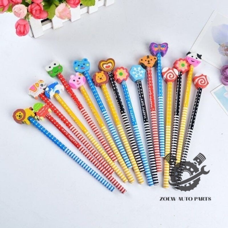 

zoew shop | Pensil + Penghapus 3D Warna Warni Lucu