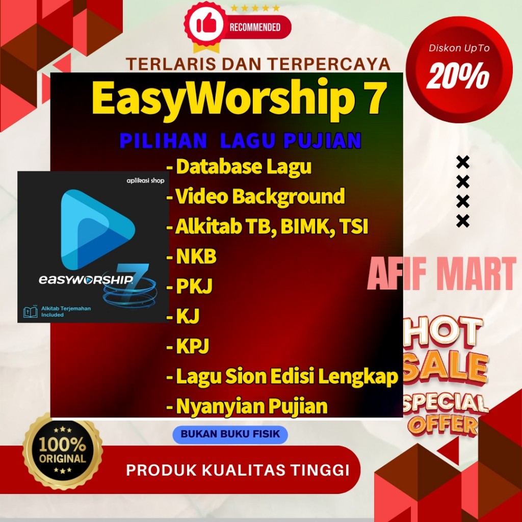 EASYWORSHIP 7 (TERBARU) + Database Lagu + Video Background + Alkitab Aplikasi Gereja Easy Worship
