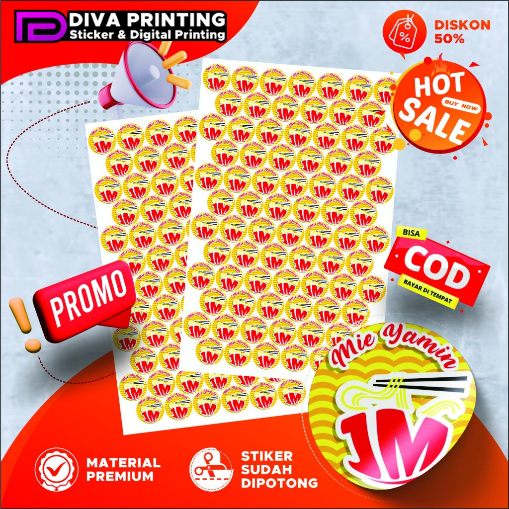 

Cetak Custom Stiker Label Makanan Minuman + Potong | Print Sticker A3 Termurah