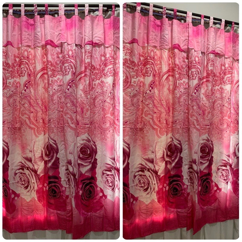 HOKICHAN [ PINTU DAN JENDELA ] GORDEN TALI + PONI MOTIF BUNGA MAWAR PINK