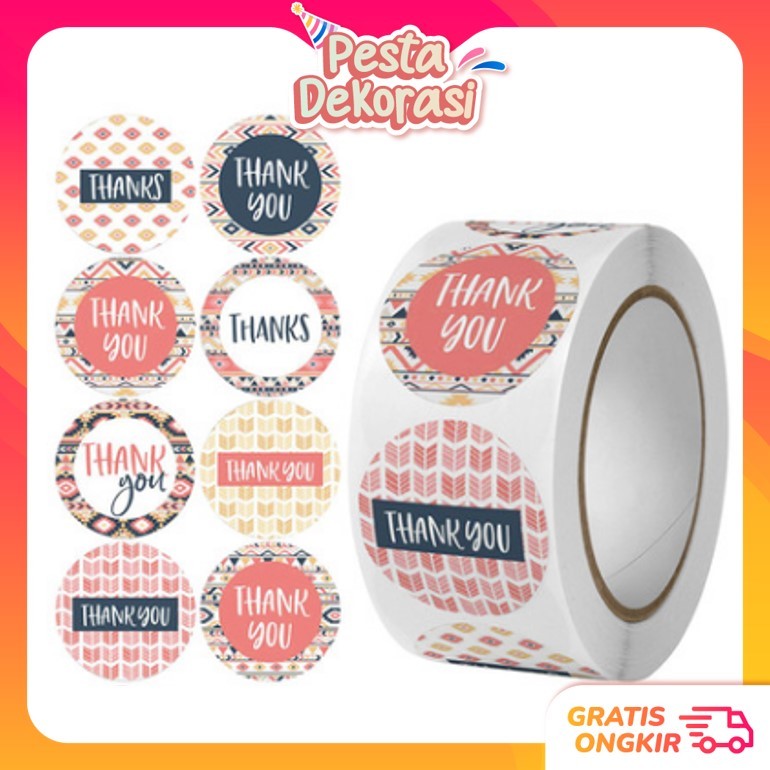 

PESTA DEKORASI 5195 500 PCS Stiker Thank You Sticker Thank You 1 Roll Stiker Thank You