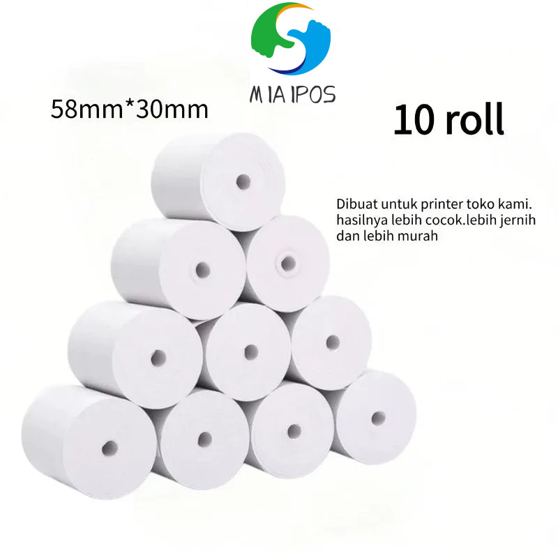 

KERTAS STRUK THERMAL PAPER ROLL 57x30 58x30 TERMALKertas Thermal Murah Ukuran 57x30mm Paket CORELESS