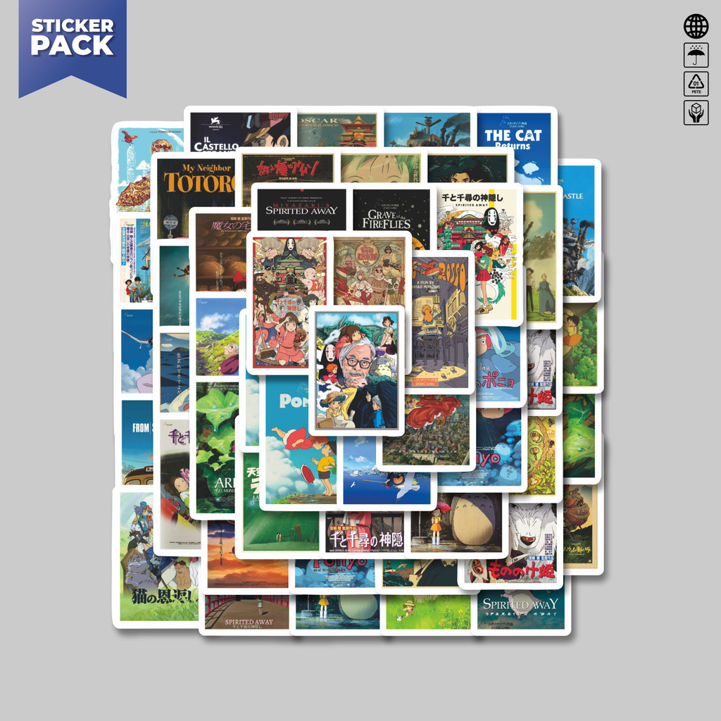

[100PCS]Stiker Pack Stiker Poster Gambar Film Anime Hayao Miyazaki Retro Stiker Aesthetic Vinyl Anti Air Dekorasi Sticker Laptop Buku Journal Koper Helm Casing HP Gitar Helm Skateboard