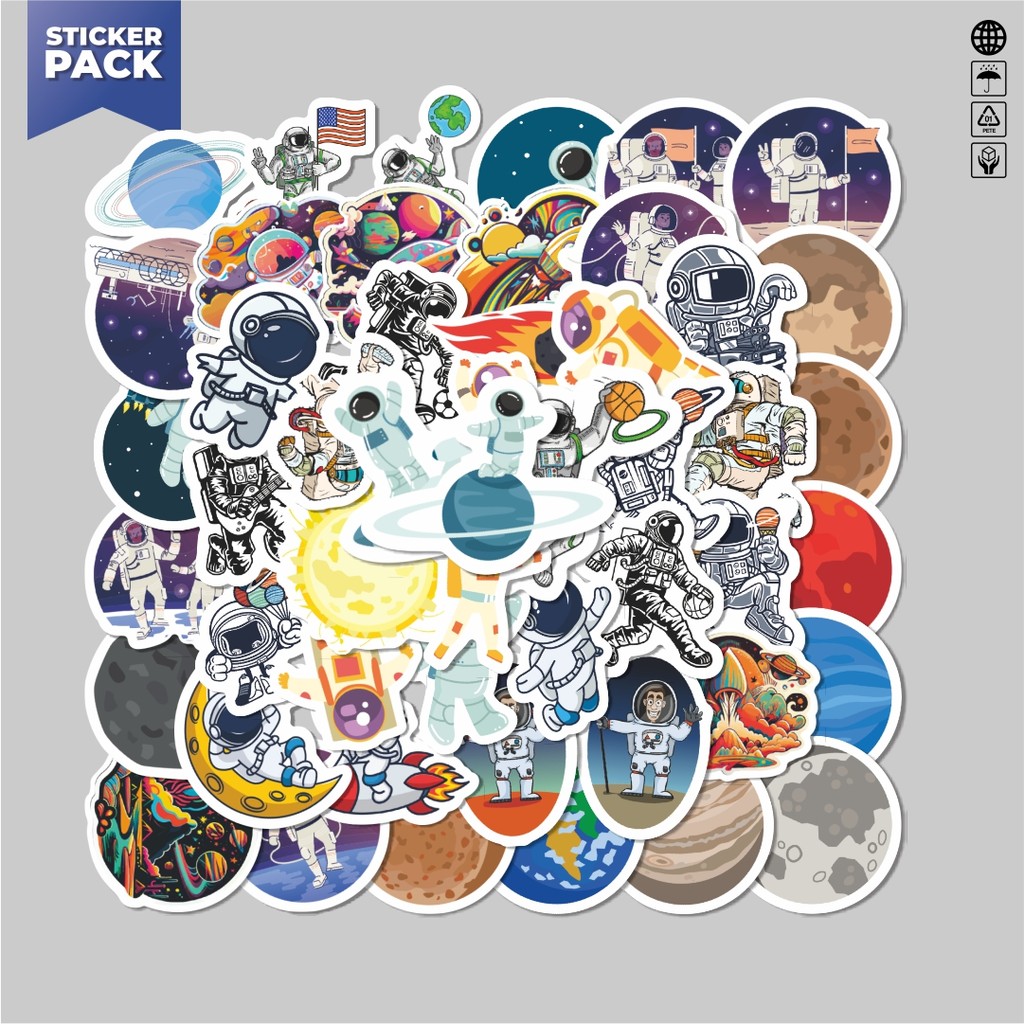

[100PCS]Stiker Pack Stiker Astronot Luar Angkasa Aesthetic Vinyl Anti Air Dekorasi Sticker Laptop Buku Journal Koper Helm Casing HP Gitar Helm Skateboard