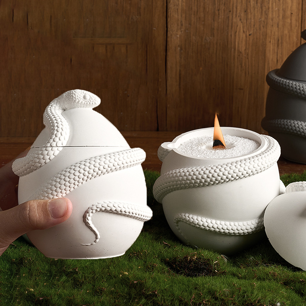 

Fun Snake Egg Candle Jar Silicone Molds DIY 3D Easter Egg Shape with Lid Set Making Resin Mould Plaster Craft Party Ornaments